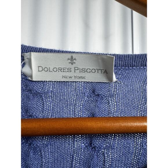 Dolores Piscotta Silk Cashmere Cable Knit Long Cardigan Periwinkle One Size - Picture 2 of 6